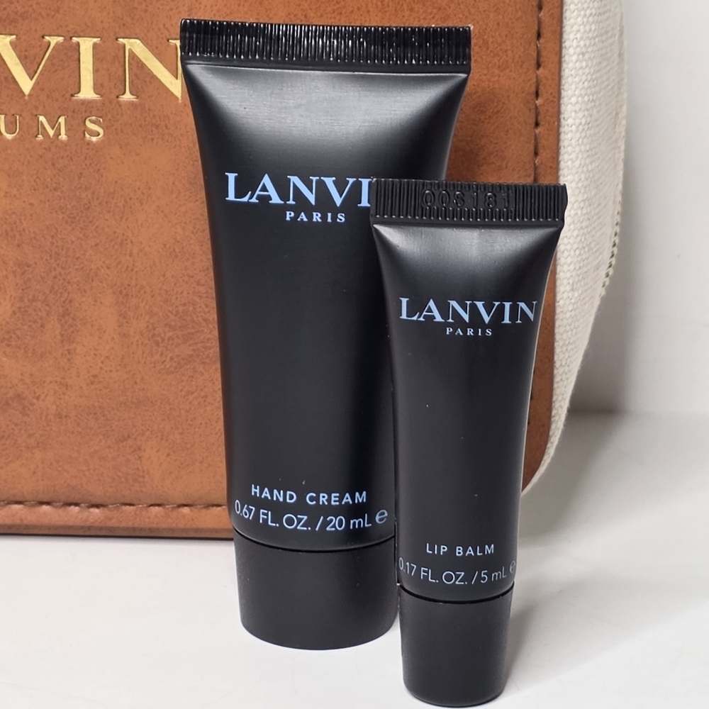 Lanvin Limited Edition Faux Leather & Canvas Skincare Set Dopp Kit Toiletry Bag - Picture 3 of 6